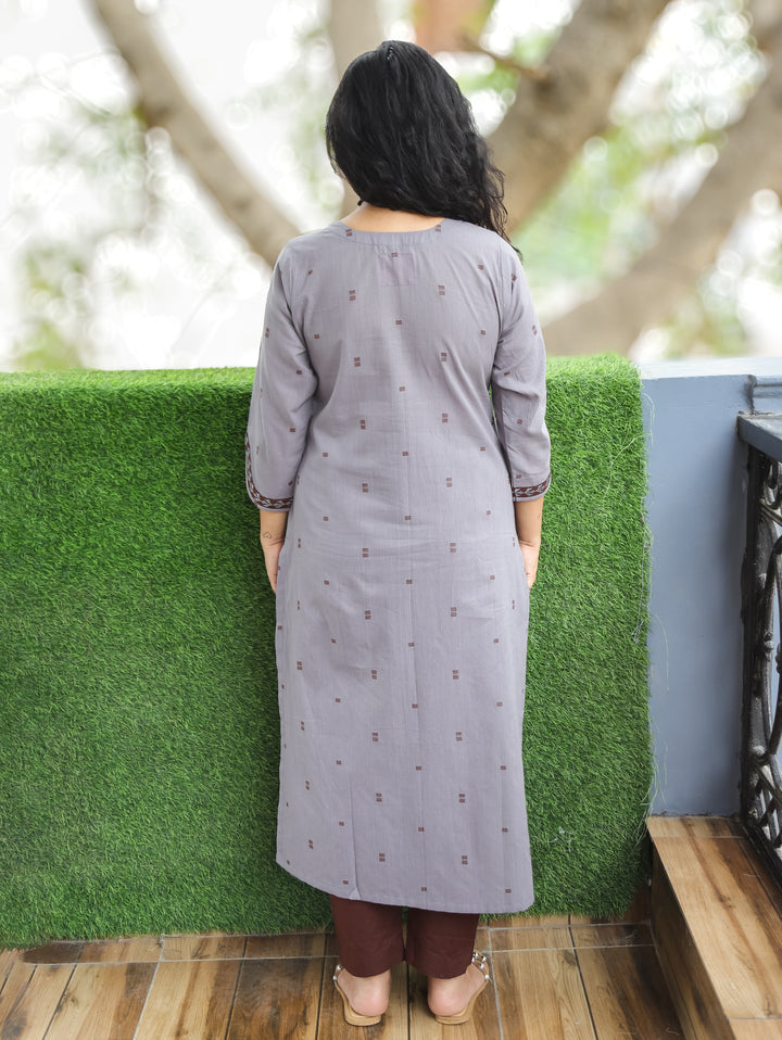 Kashvi Slate Grey  Woven South Cotton Kurti