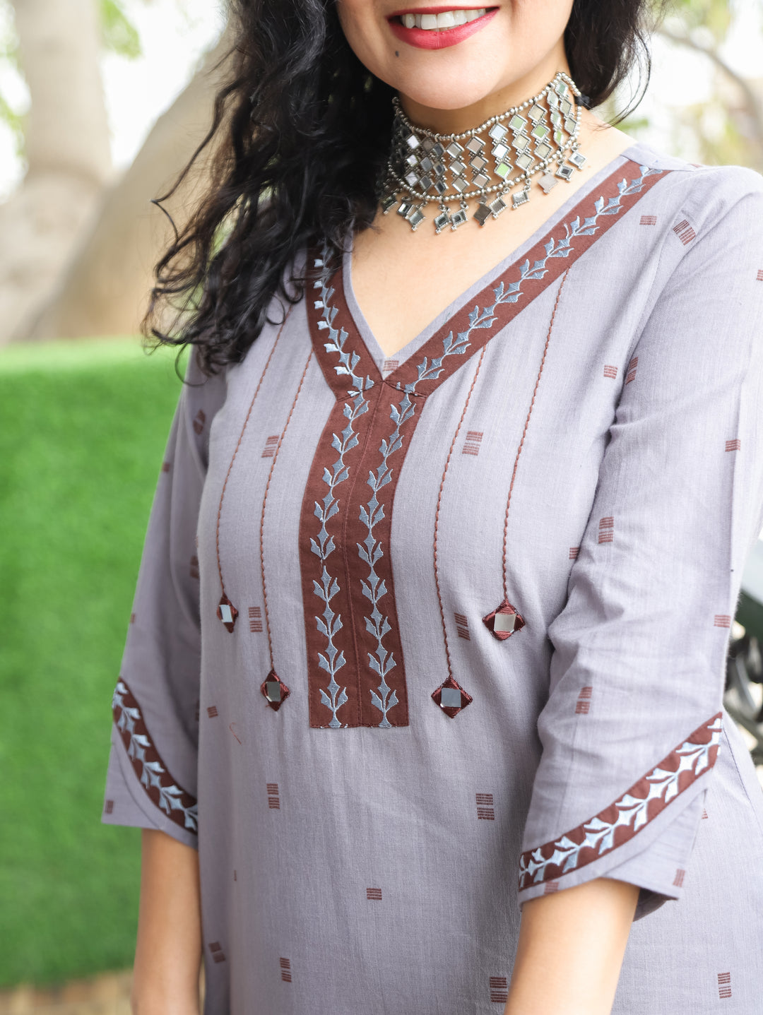 Kashvi Slate Grey  Woven South Cotton Kurti