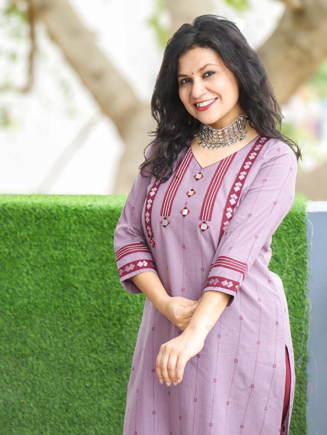 Kashvi Mauve Rose Woven South Cotton Kurti