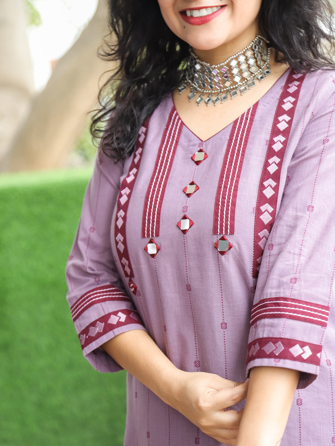 Kashvi Mauve Rose Woven South Cotton Kurti