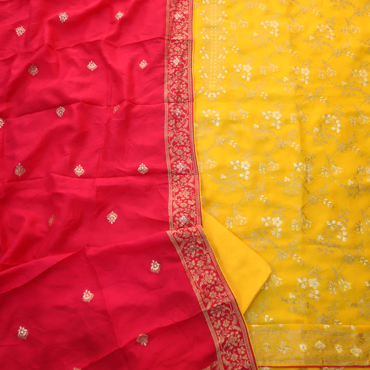 Chandni Lemon Yellow All Over Zari Work with Brocade Weaved Dola Silk Suit Set