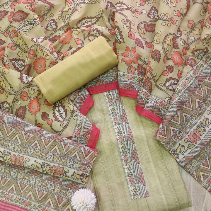 Kohinoor Buttermilk Yellow Digital Pichwai Print Neem Zari Work Chanderi Suit Set