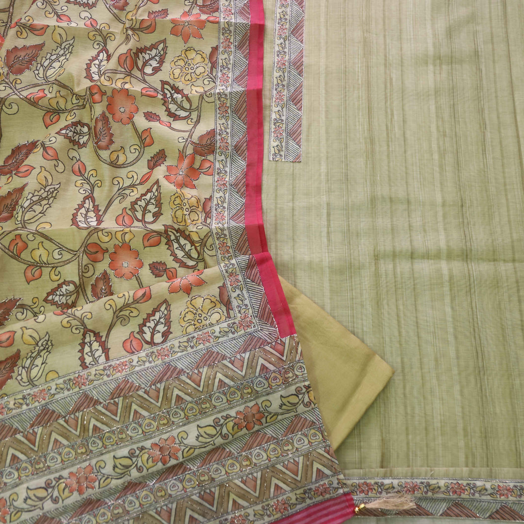 Kohinoor Buttermilk Yellow Digital Pichwai Print Neem Zari Work Chanderi Suit Set