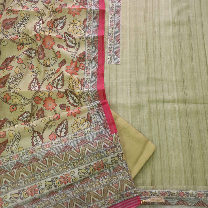 Kohinoor Buttermilk Yellow Digital Pichwai Print Neem Zari Work Chanderi Suit Set