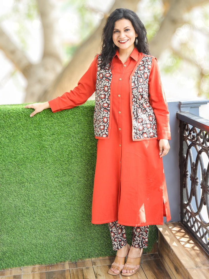 Nysa Burnt Rust Cotton Jacket Set
