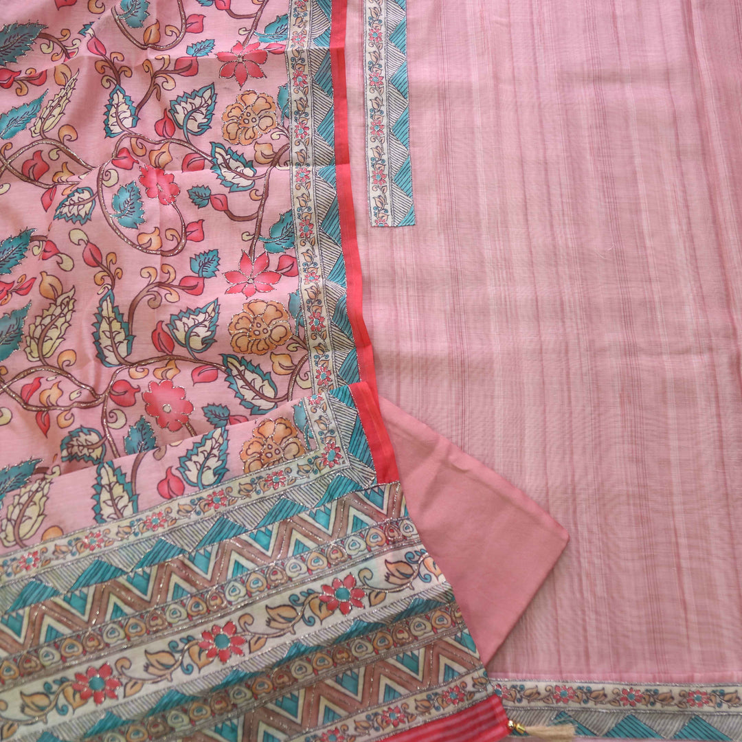 Kohinoor Baby Pink Digital Pichwai Print Neem Zari Work Chanderi Suit Set