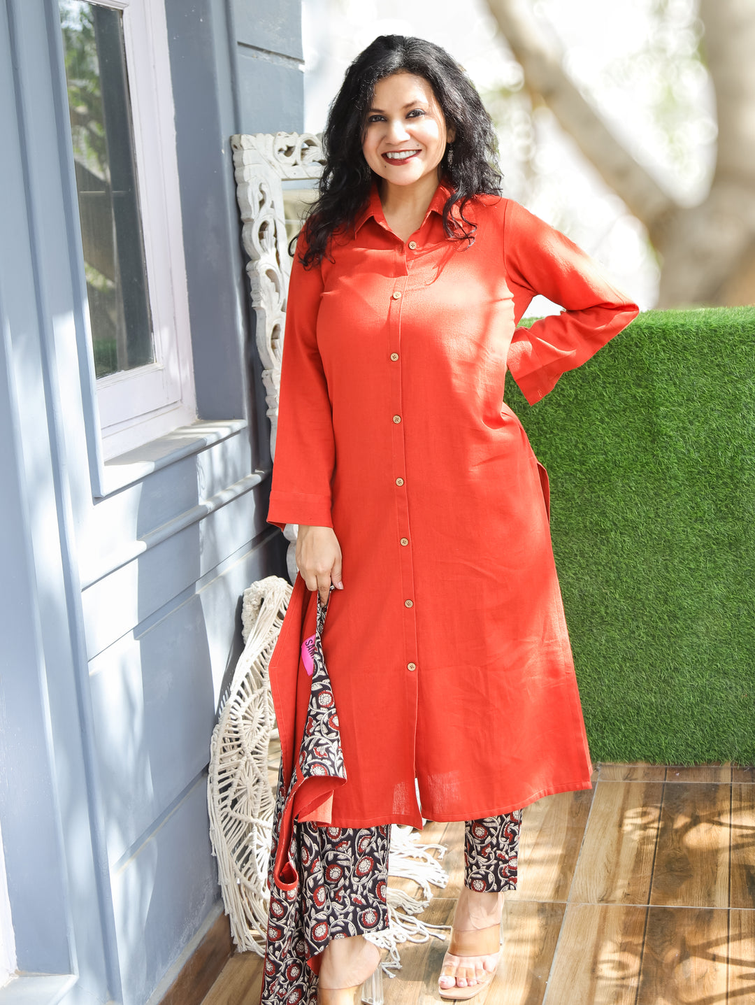 Nysa Burnt Rust Cotton Jacket Set
