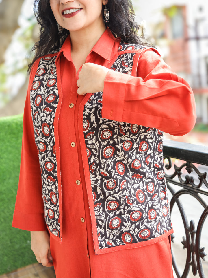 Nysa Burnt Rust Cotton Jacket Set