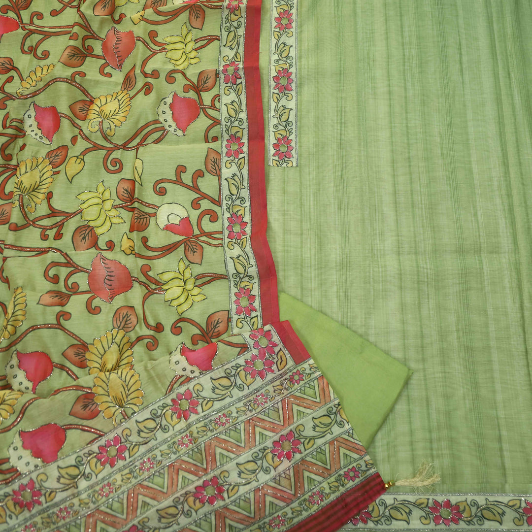 Kohinoor Lemon Minty Green Digital Pichwai Print Neem Zari Work Chanderi Suit Set