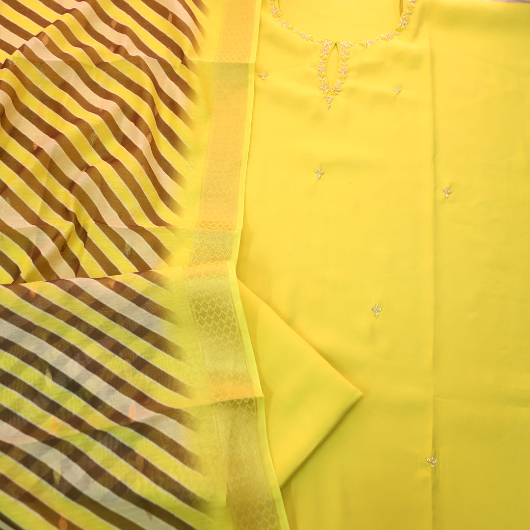 Maya Bumblebee Yellow Kardana Neck Work Modal Set