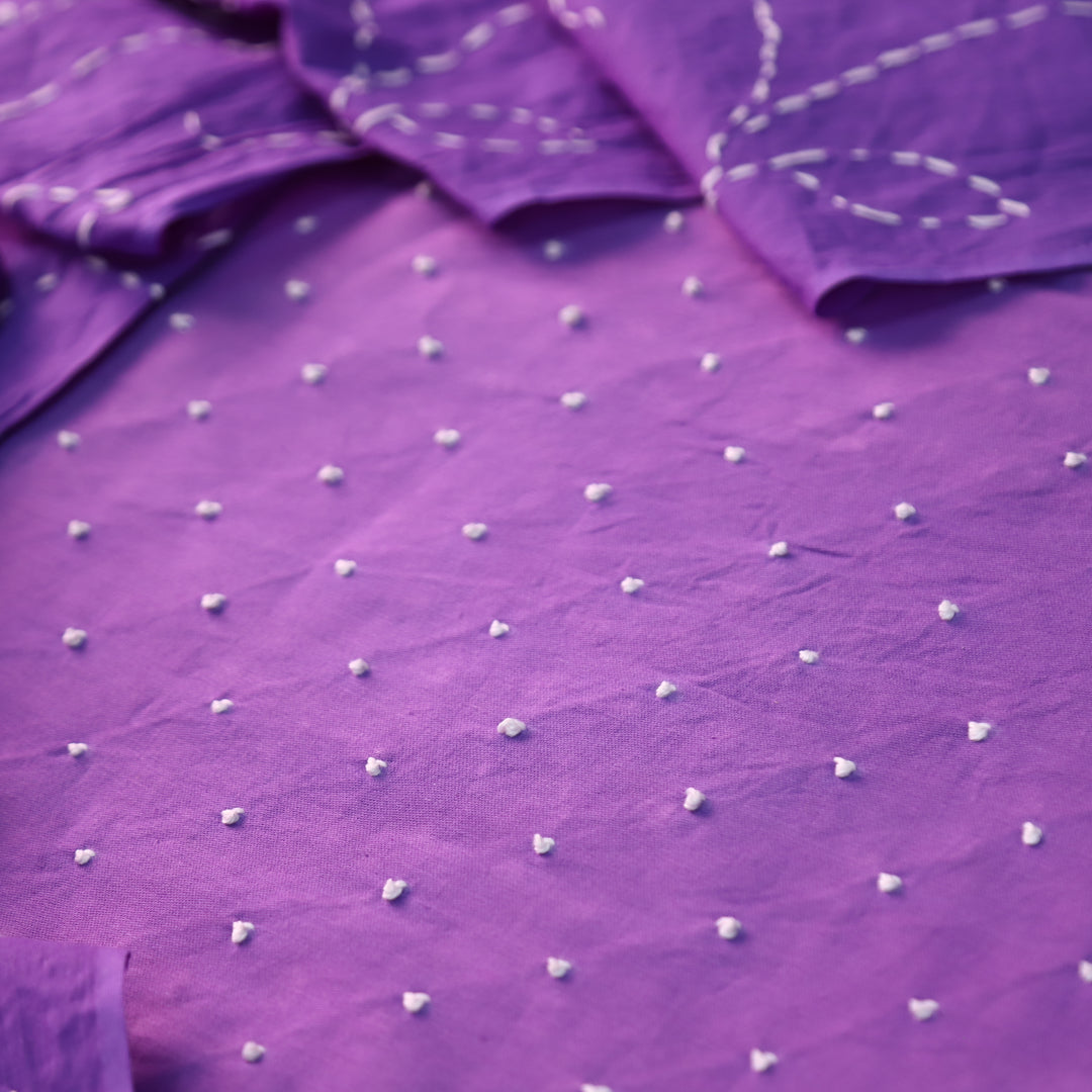 Kaveri Lavendrer All Over French Knot Work Cotton Set