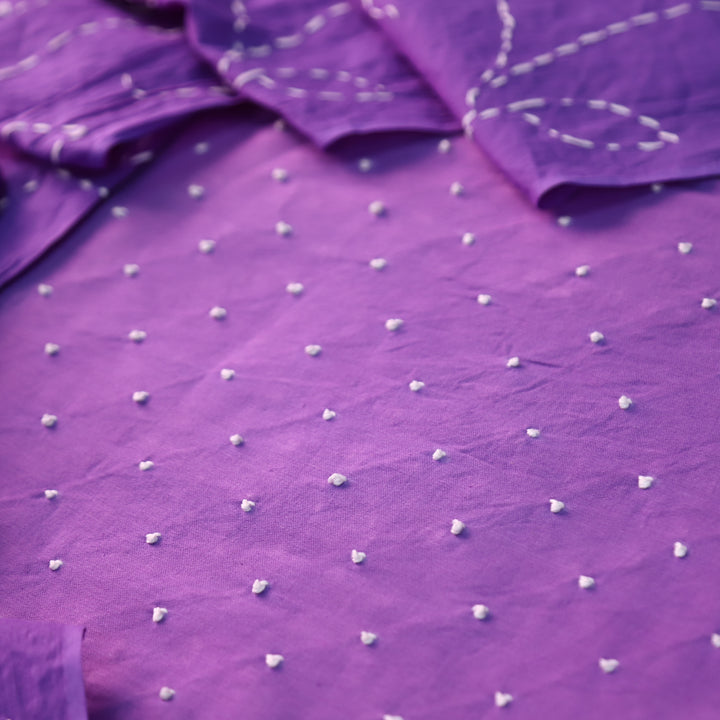 Kaveri Lavendrer All Over French Knot Work Cotton Set