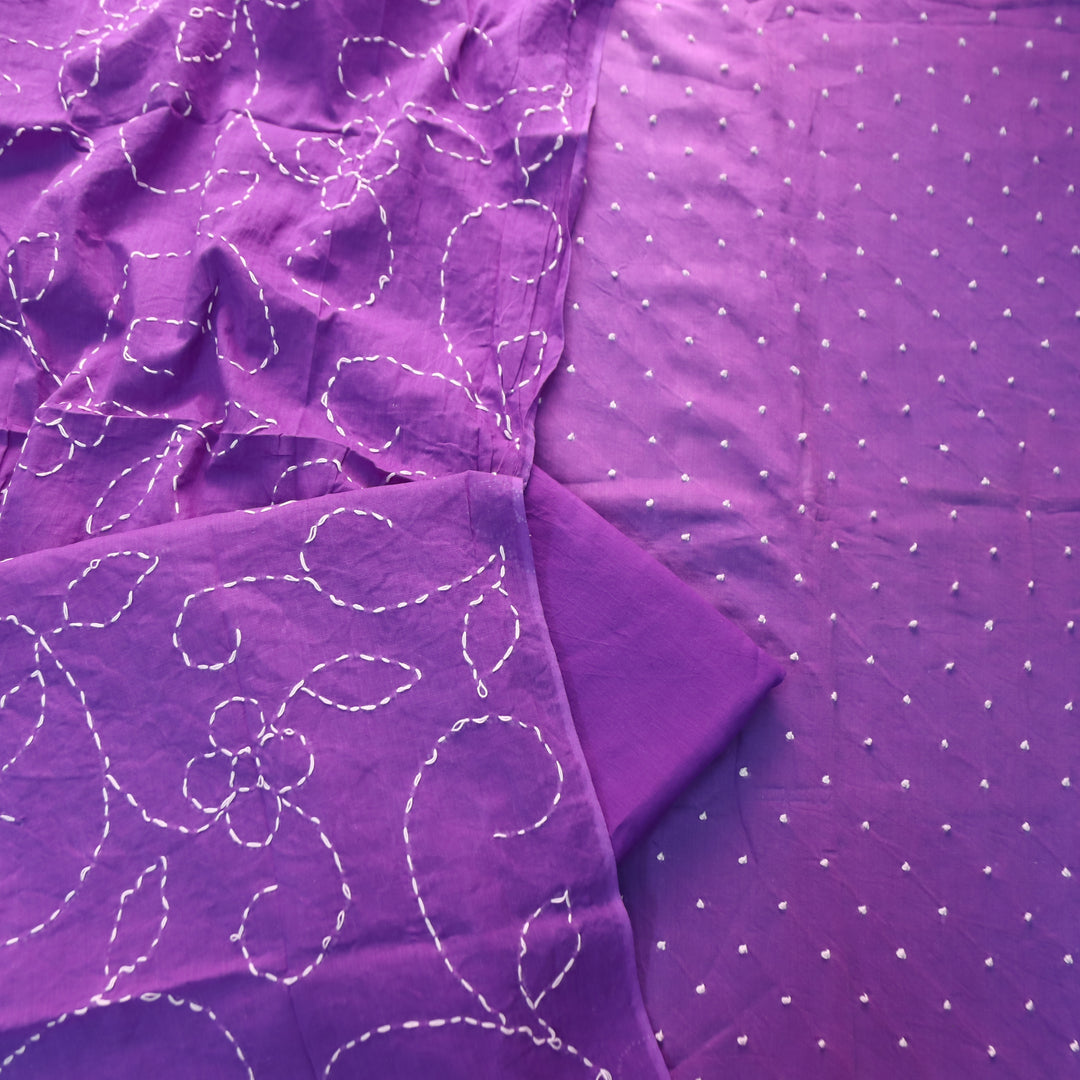 Kaveri Lavendrer All Over French Knot Work Cotton Set