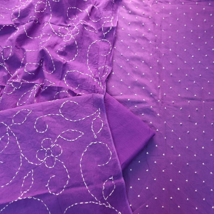 Kaveri Lavendrer All Over French Knot Work Cotton Set