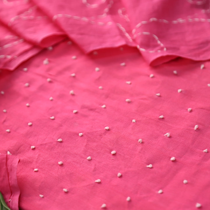 Kaveri Candy Pink All Over French Knot Work Cotton Set