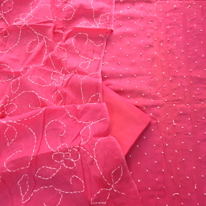 Kaveri Candy Pink All Over French Knot Work Cotton Set