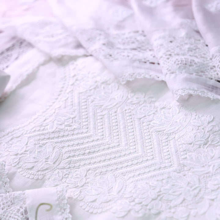 Noor Pearl White All Over Thread Embroidered Kota Doriya Set