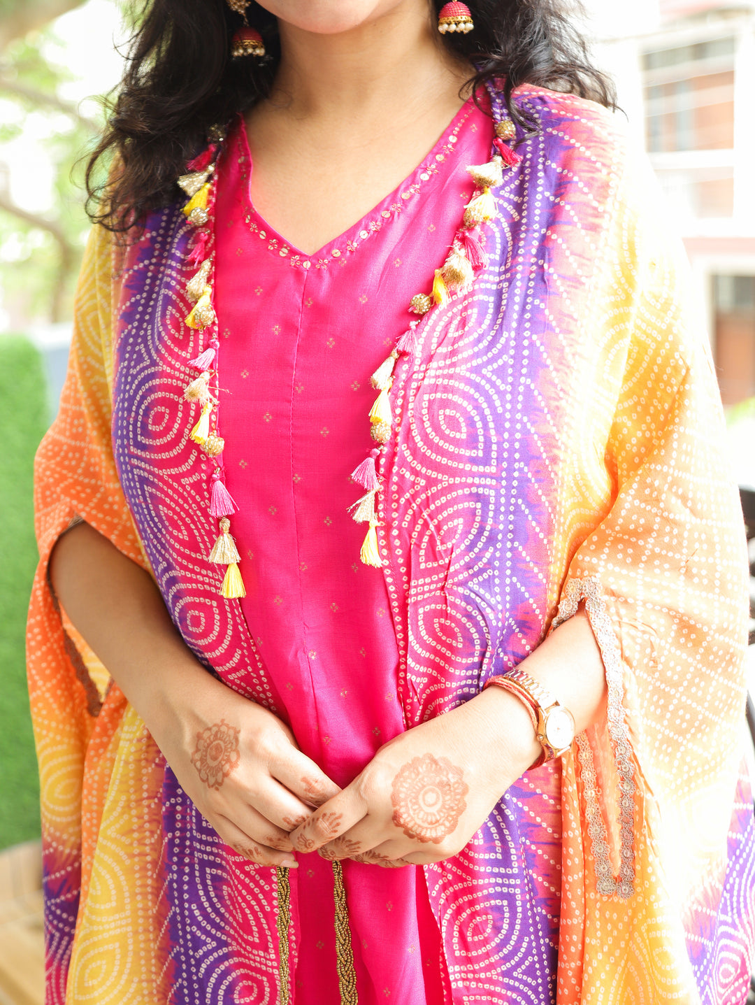Piya Rani Pink Zari Dobby Cotton Silk Set with Cape