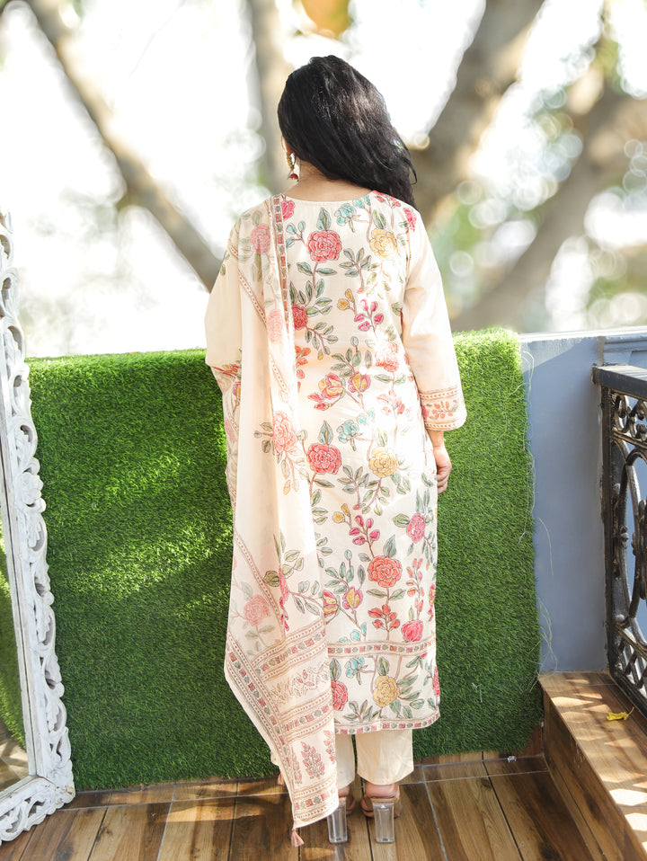 Ella Cream Beige Kantha Work Cotton Set