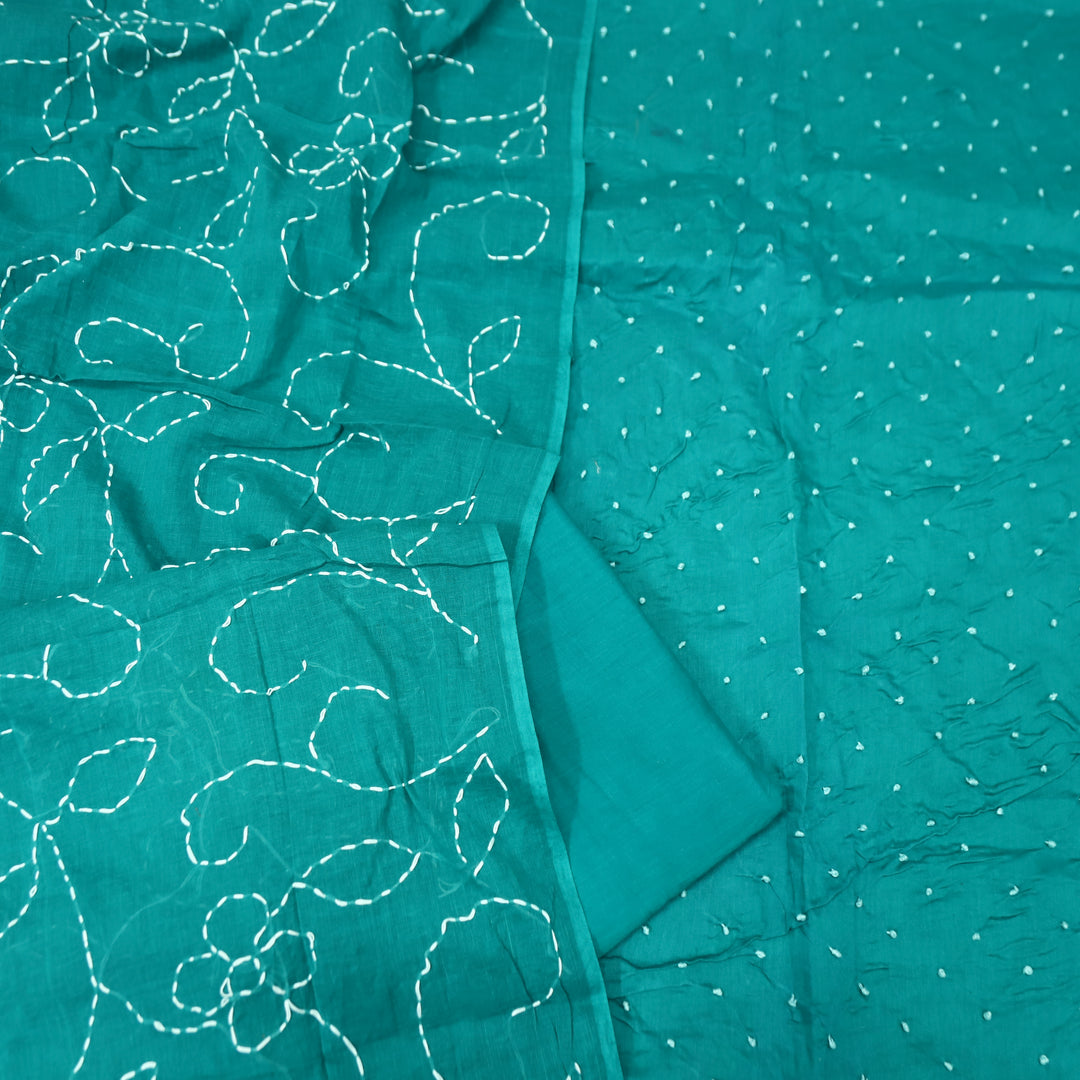 Kaveri Ocean Turquoise All Over French Knot Work Cotton Set