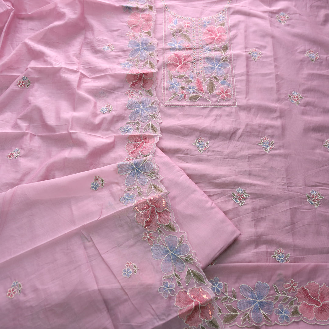 Sakhi Petal Lilac Zari with Thread Embroidered Chanderi Suit Set