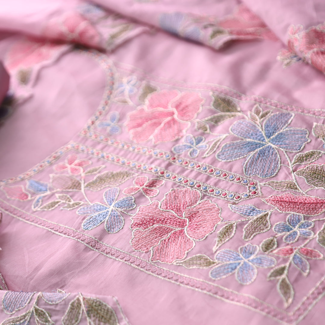 Sakhi Petal Lilac Zari with Thread Embroidered Chanderi Suit Set