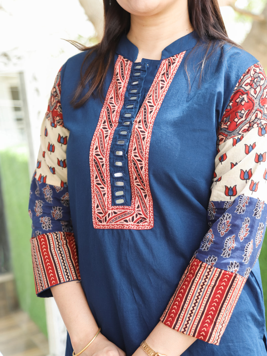 Belly Blue Ajrakh Cotton Short Kurti