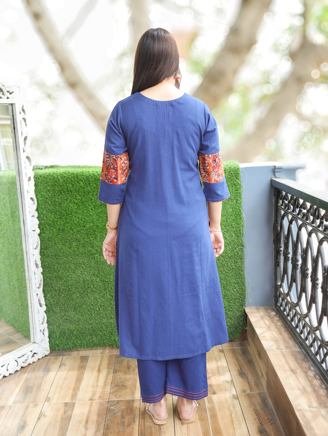 Jennie Royal Blue Panel Style Cotton Kurti
