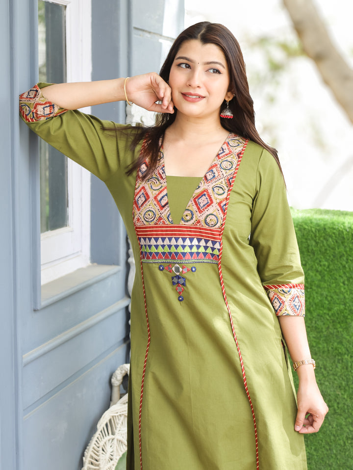 Jennie Green Kalamkari Cotton Kurti