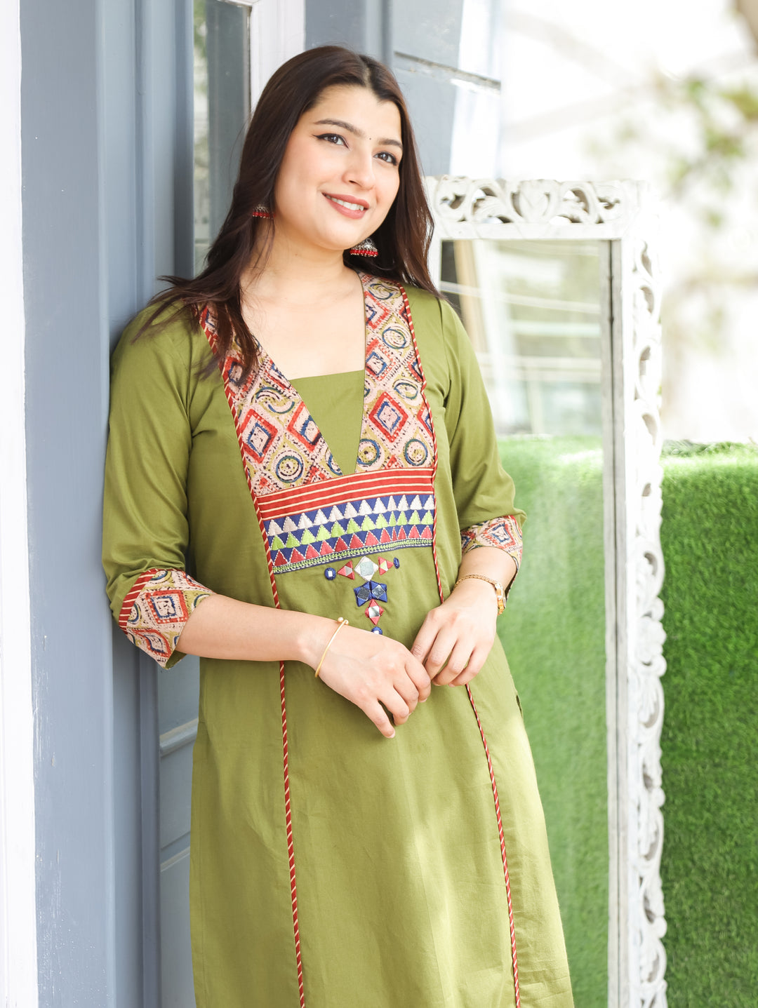 Jennie Green Kalamkari Cotton Kurti