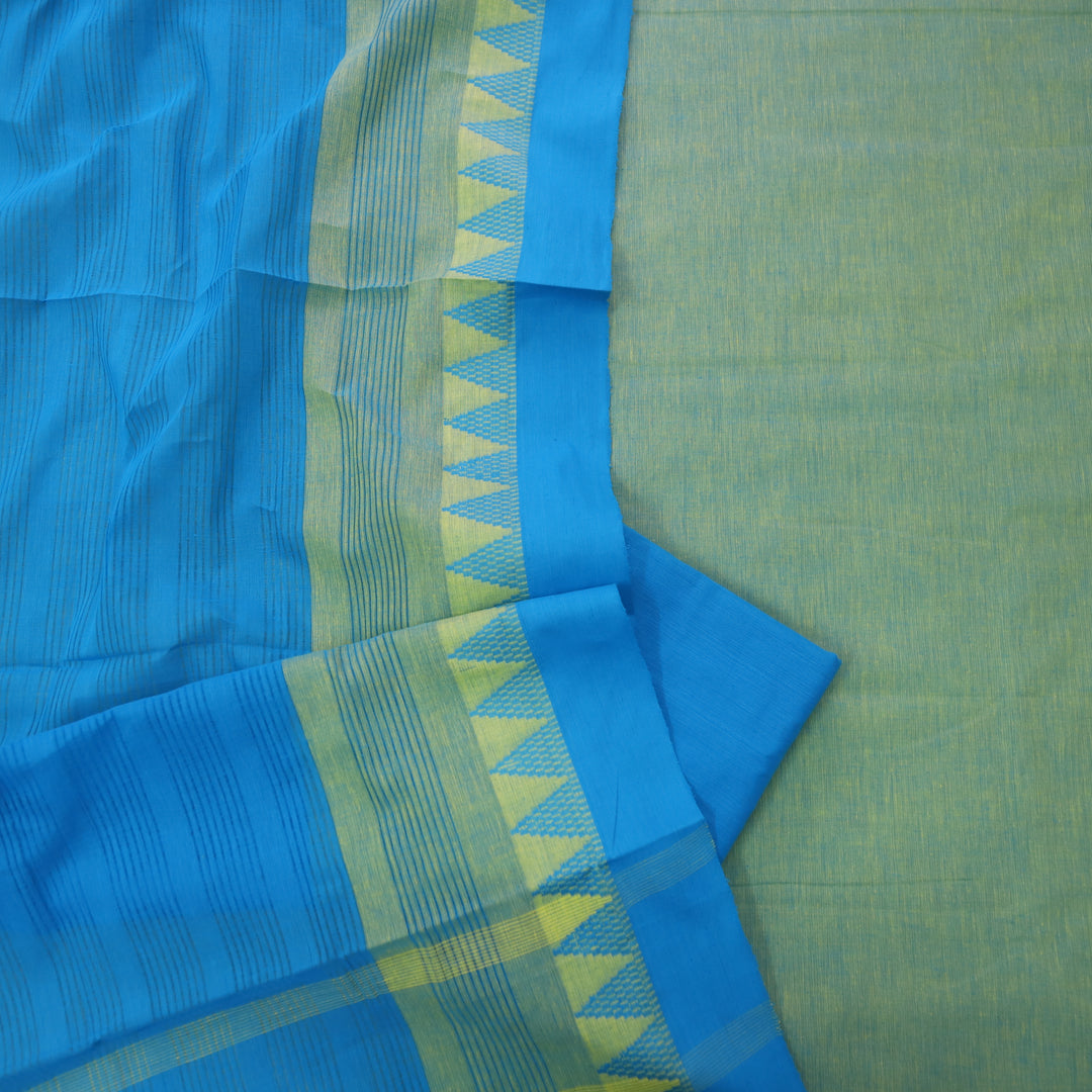 Sanskruti Sage Castel Green Temple Hem in South Cotton Suit Set