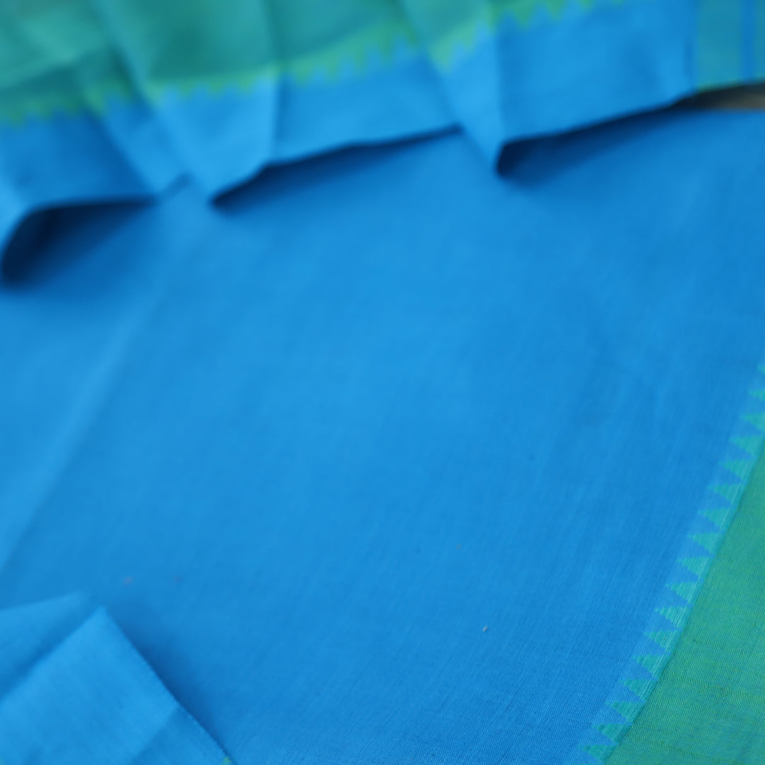 Sanskruti Vibrant Blue Temple Hem in South Cotton Suit Set