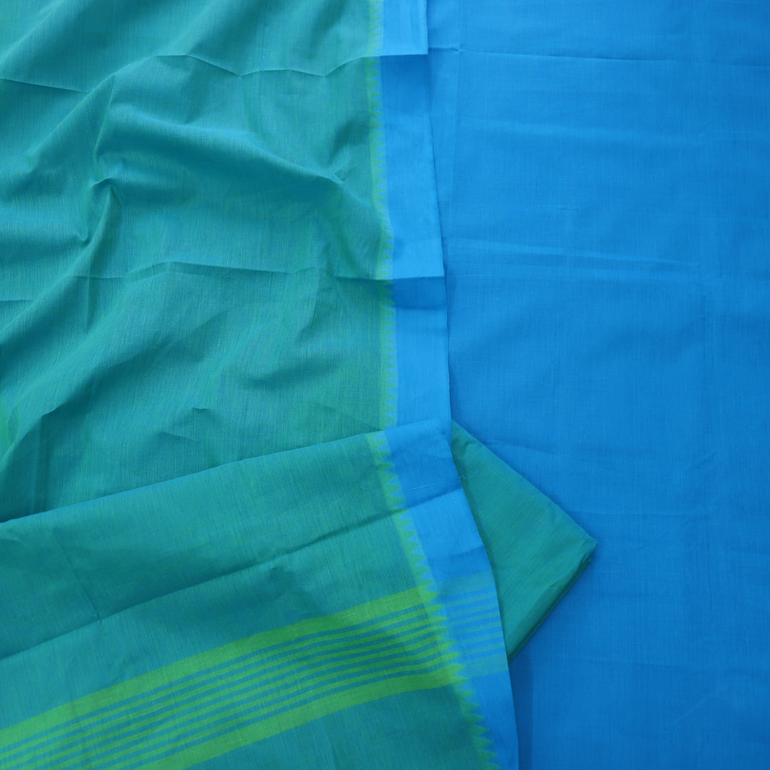 Sanskruti Vibrant Blue Temple Hem in South Cotton Suit Set