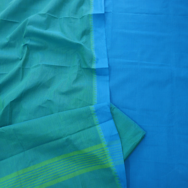 Sanskruti Vibrant Blue Temple Hem in South Cotton Suit Set