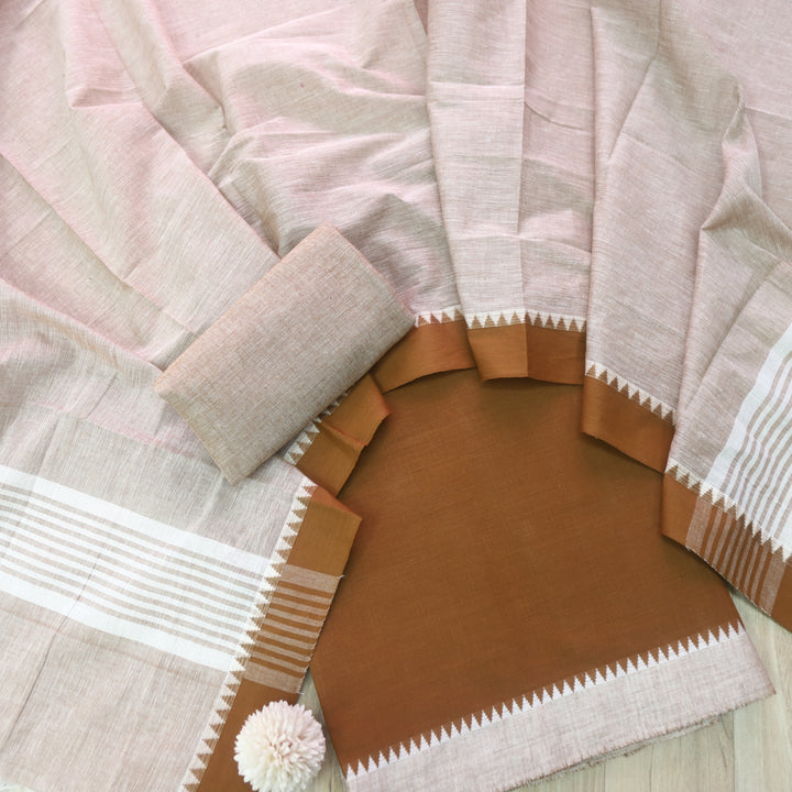 Sanskruti Chocolate Brown Temple Hem in South Cotton Suit Set