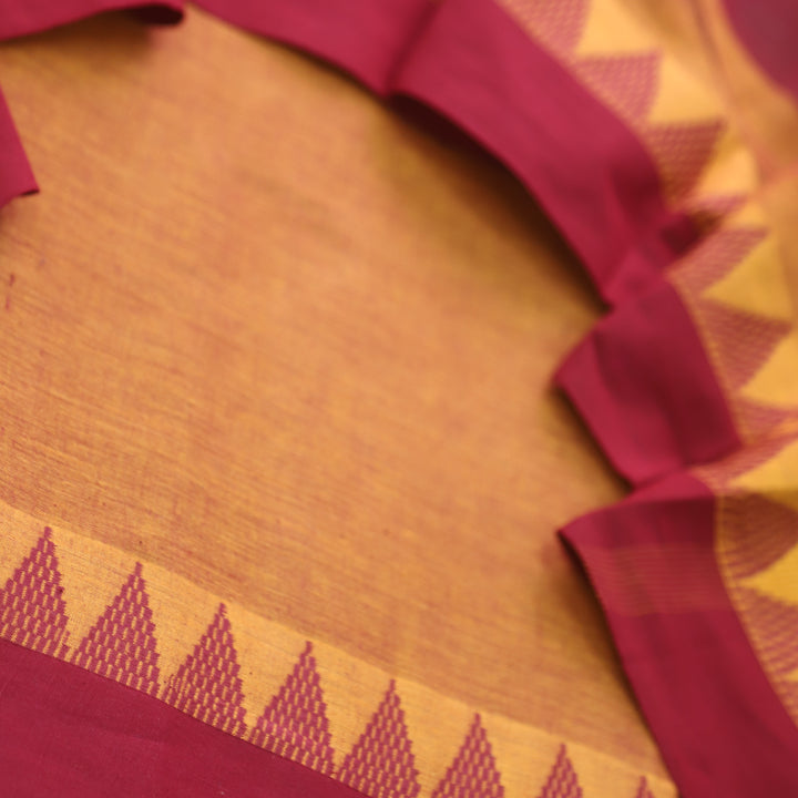 Sanskruti Rusty Orange Temple Hem in South Cotton Suit Set