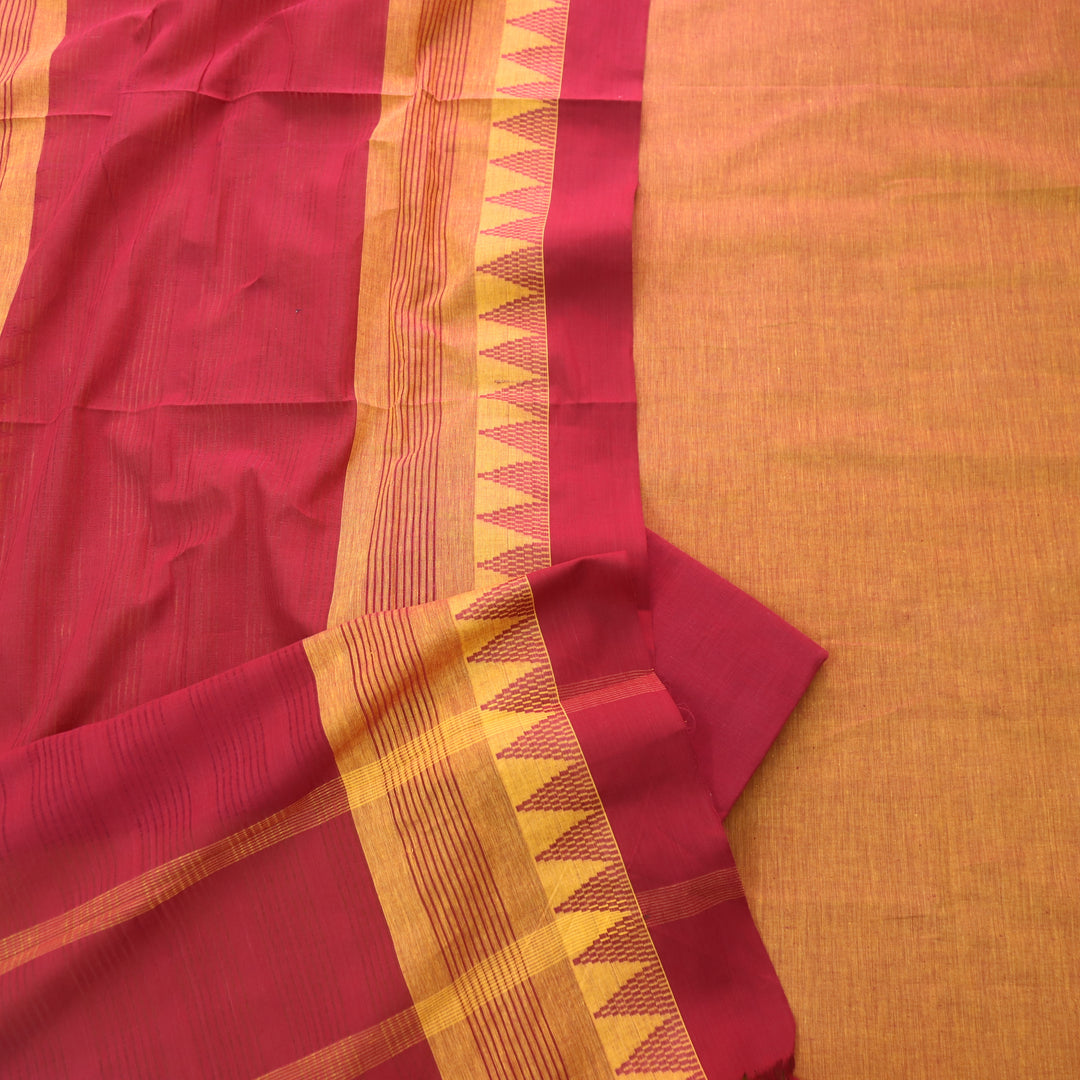 Sanskruti Rusty Orange Temple Hem in South Cotton Suit Set