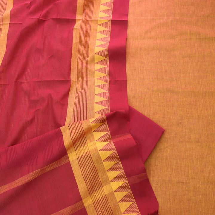 Sanskruti Rusty Orange Temple Hem in South Cotton Suit Set