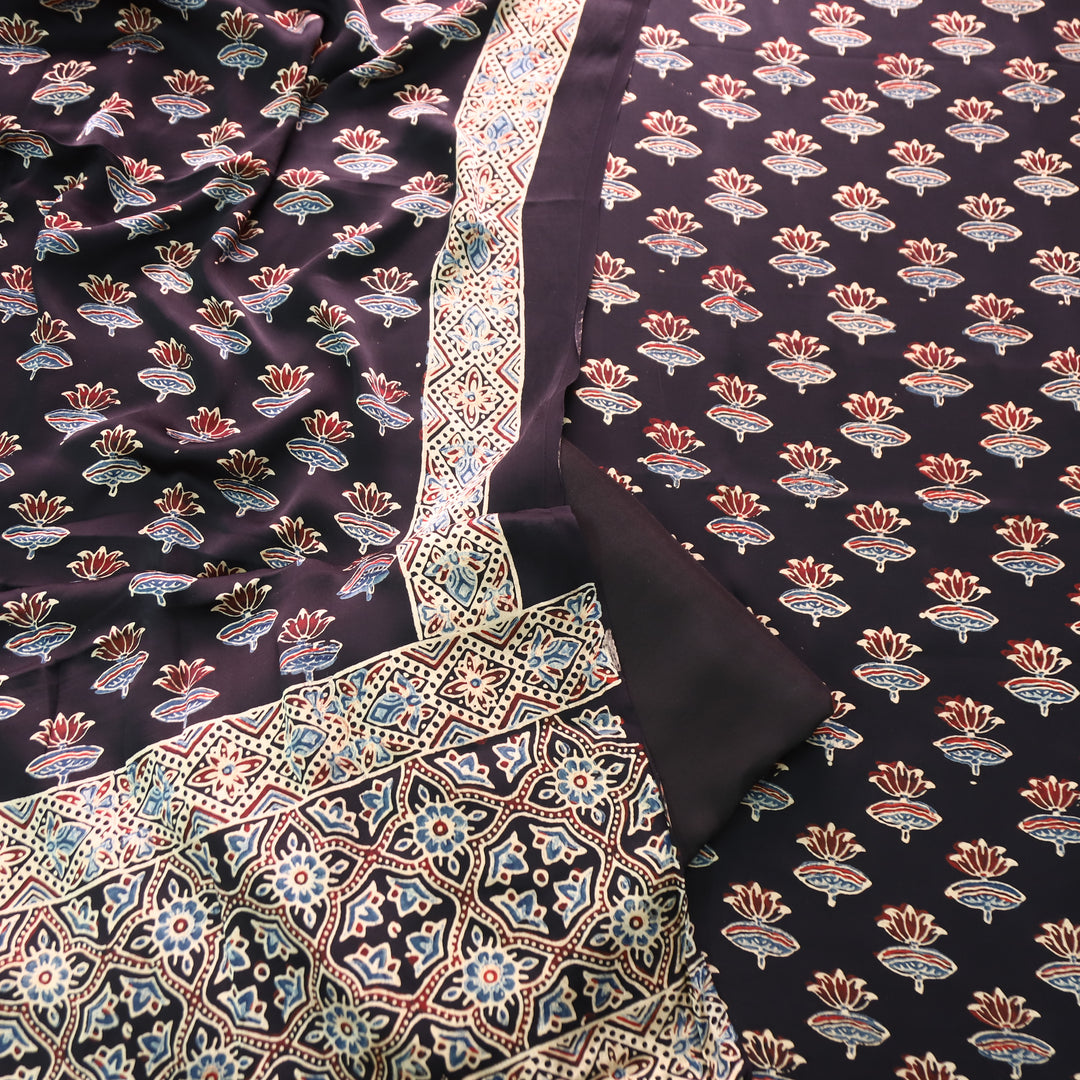 Ashwini Lemon Yellow Ajrakh Kalamkari Print Modal Silk Set
