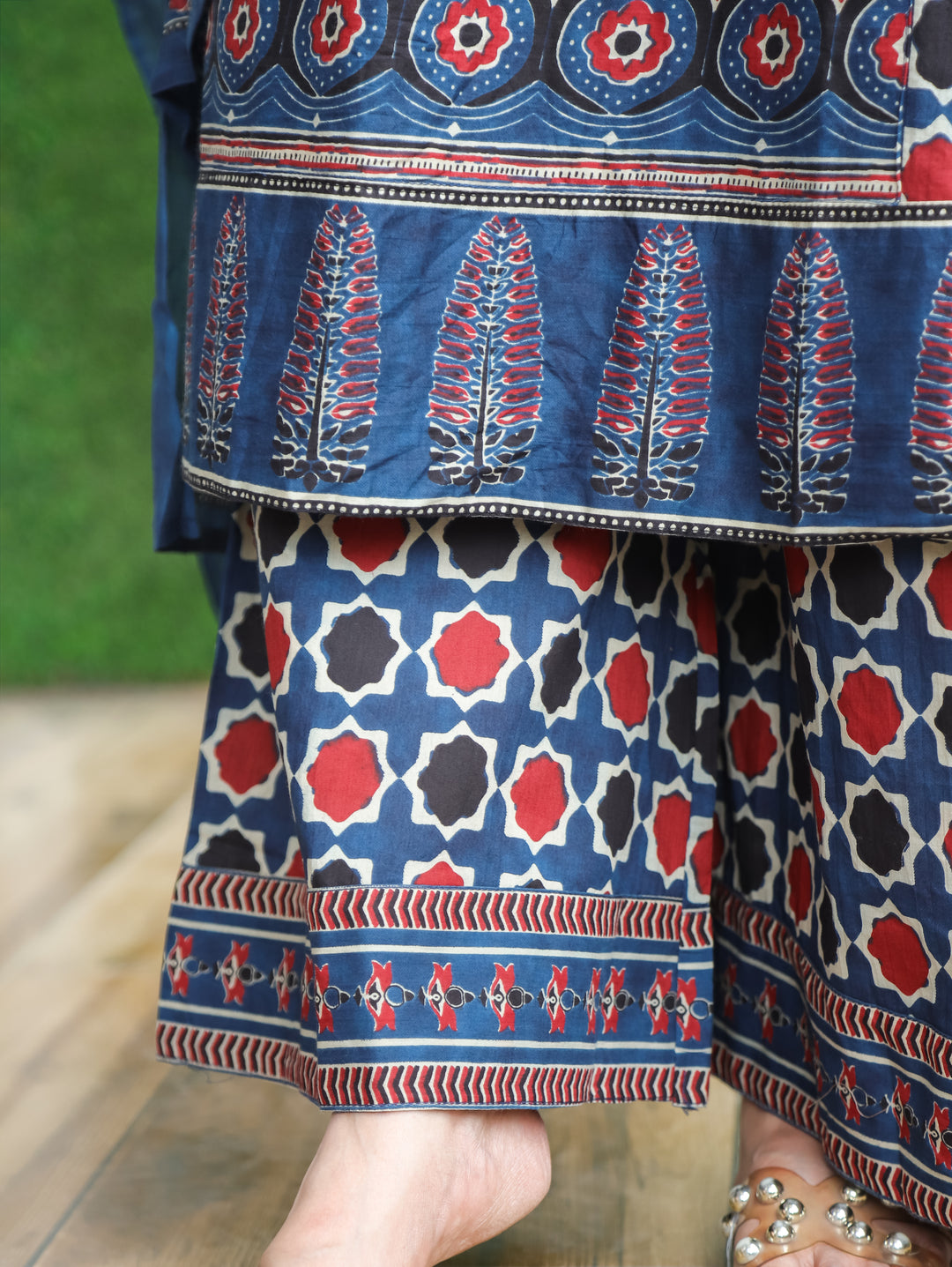 Jennie Navy Blue Ajrak Printed Cotton 3 Piece Set