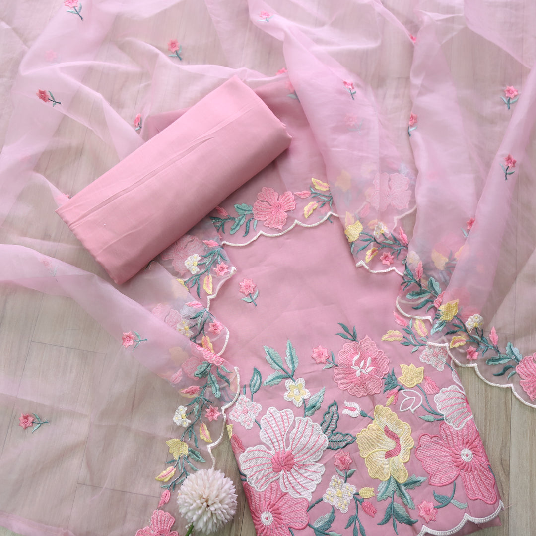 Rivva Baby Peach with Thread Embroidered Hem Modal Suit Set