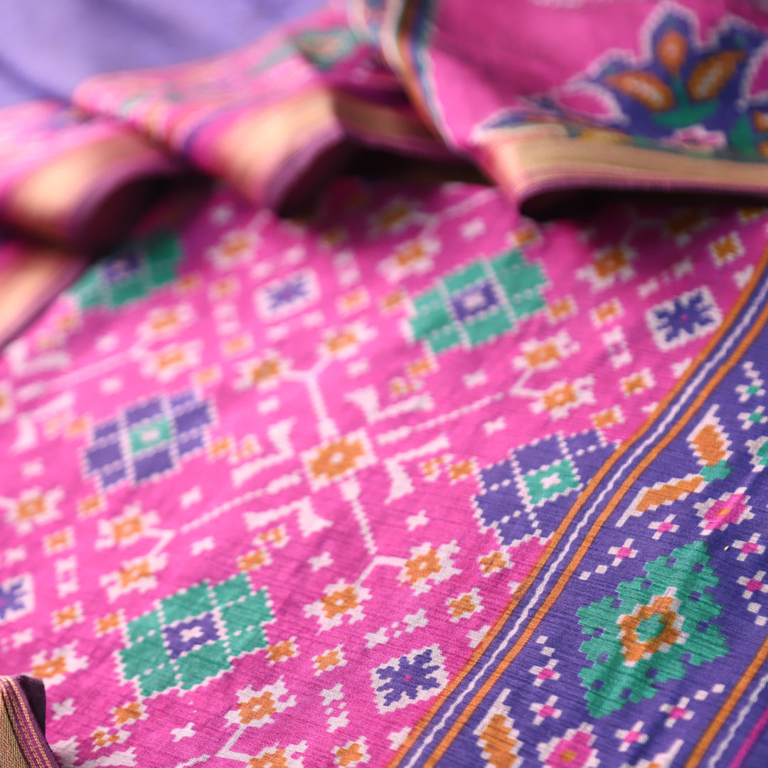 Roop Magenta Pink All Over Patola Shadow Printed Work Muslin Set