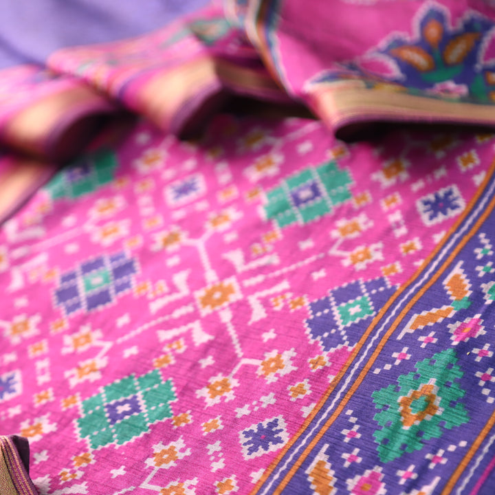 Roop Magenta Pink All Over Patola Shadow Printed Work Muslin Set