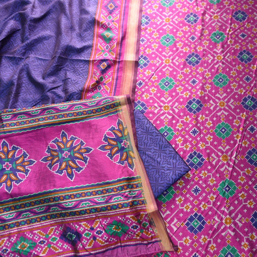 Roop Magenta Pink All Over Patola Shadow Printed Work Muslin Set