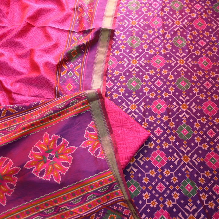 Roop Eggplant Purple All Over Patola Shadow Printed Work Muslin Set