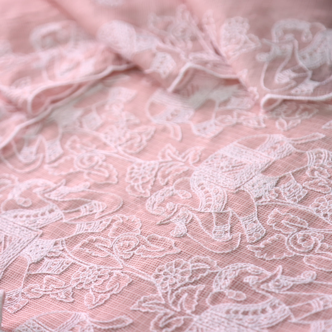 Sufiya Pastel Peach Thread Embroidered Work Kota Doriya Set