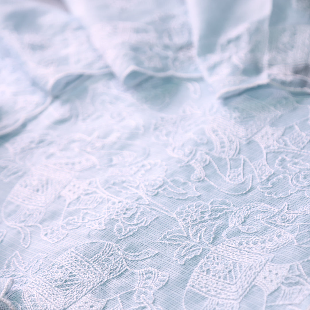 Sufiya Powder Blue Thread Embroidered Work Kota Doriya Set