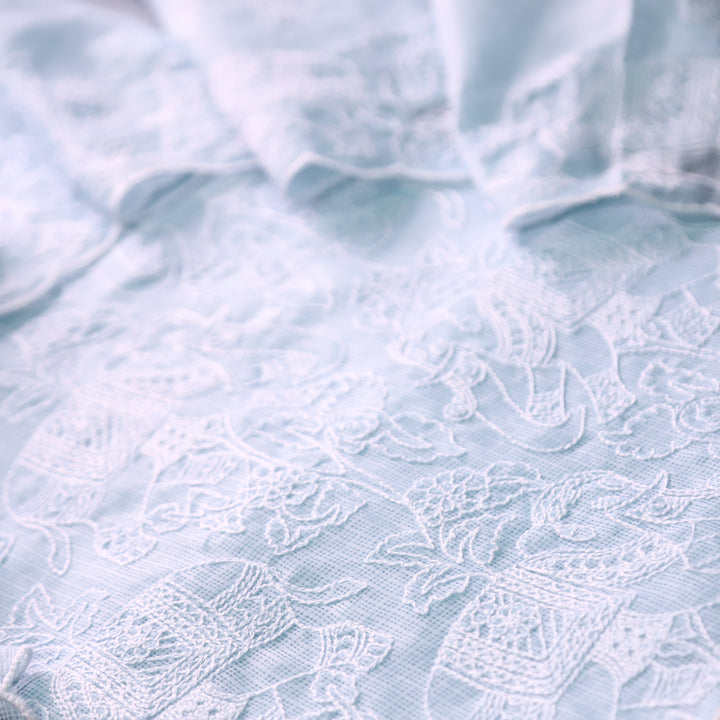 Sufiya Powder Blue Thread Embroidered Work Kota Doriya Set