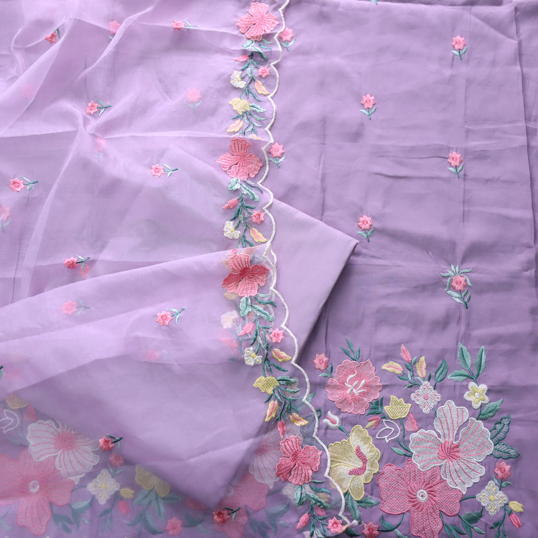 Rivva Lavender with Thread Embroidered Hem Modal Suit Set
