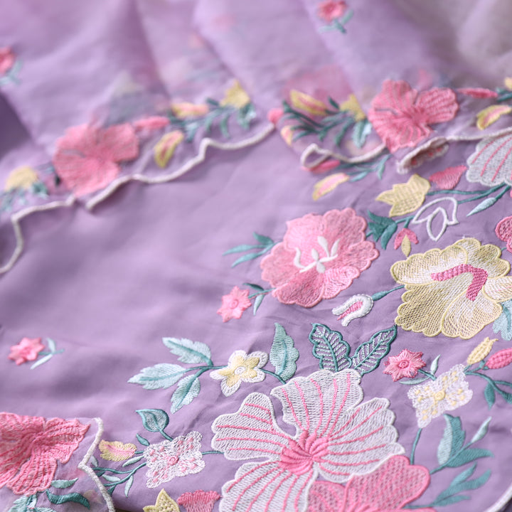 Rivva Lavender with Thread Embroidered Hem Modal Suit Set